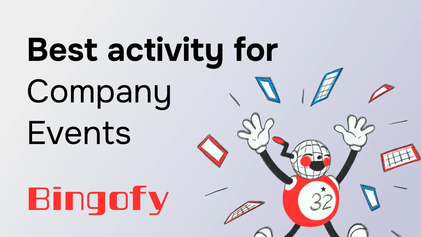 Corporate team playing music bingo at company event