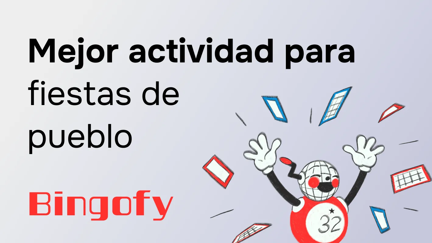 Bingo musical en fiestas de pueblo con gente celebrando en plaza del pueblo